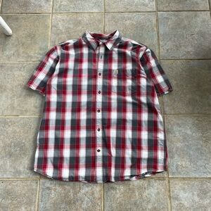 Carhartt Relaxed Fit Plaid Button Down Short Sleeve Shirt Size XL Workwear Red